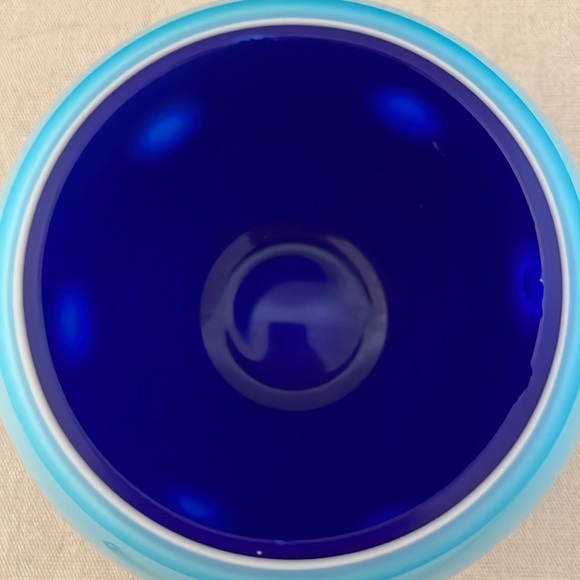 1950 HUTA BORSKE SKIO VASE ART DECO ~ Blue on Blue Stunning VOTIVE - Picture 7 of 11